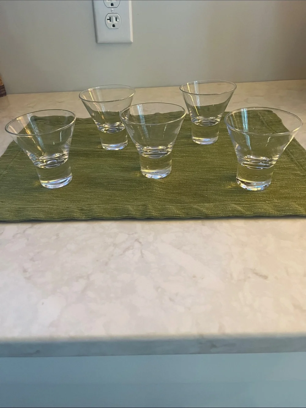 Vintage MCM flared stemless martini cocktail  glasses 3 oz set of 5 heavy base